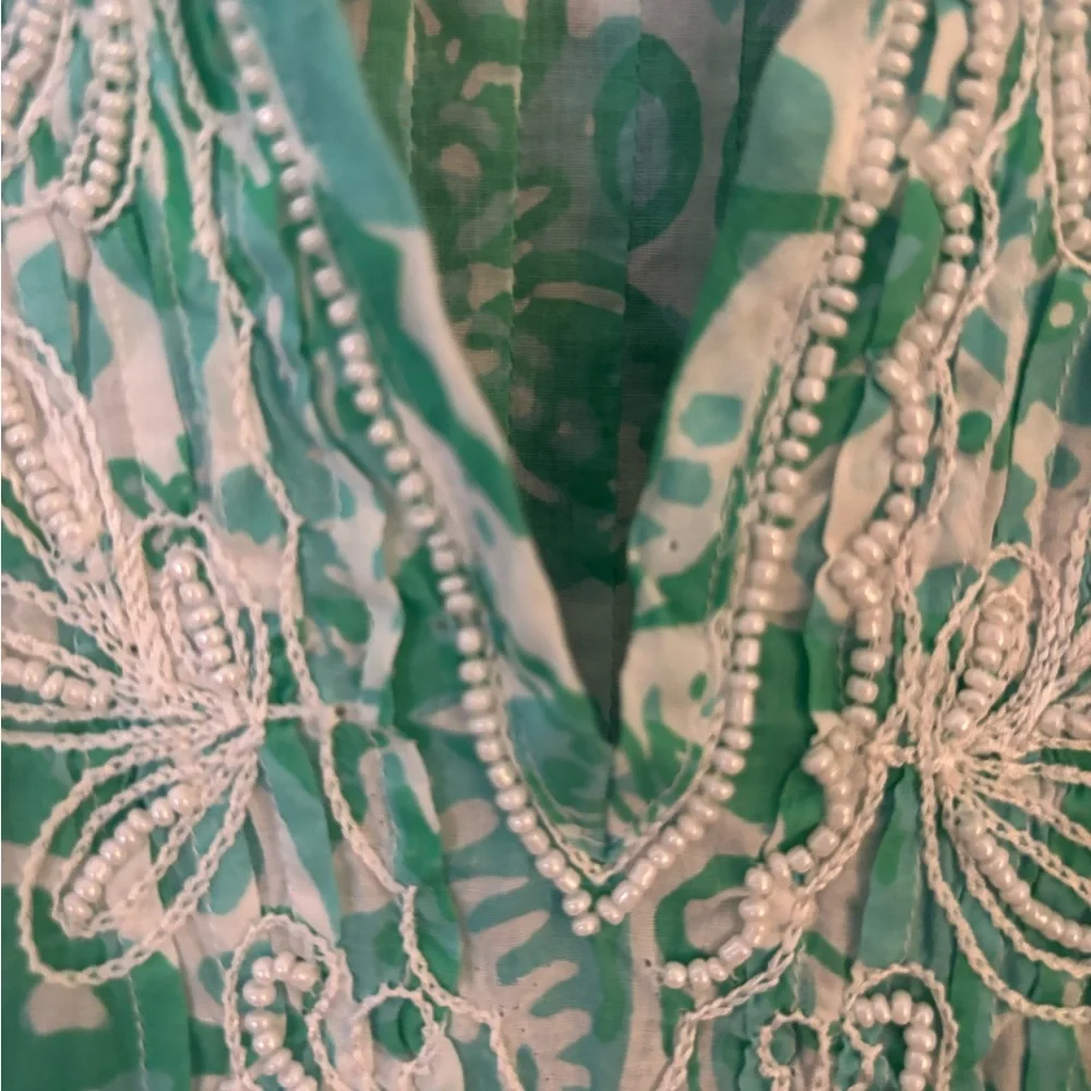 Lilly Pulitzer light cotton beaded tunic Large - Picture 4 of 4